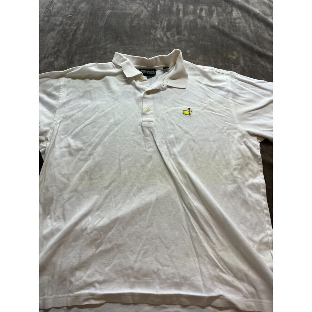 Masters Collection Shirt‎ Polo Mens XL White Purple Striped Cotton Golf Augusta